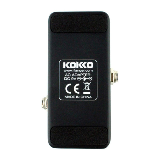 Black guitar tuner pedal rear panel with KOKKO branding and power info
