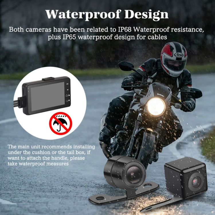 Waterproof dual motorcycle camera DVR with LCD screen and two weatherproof cameras
