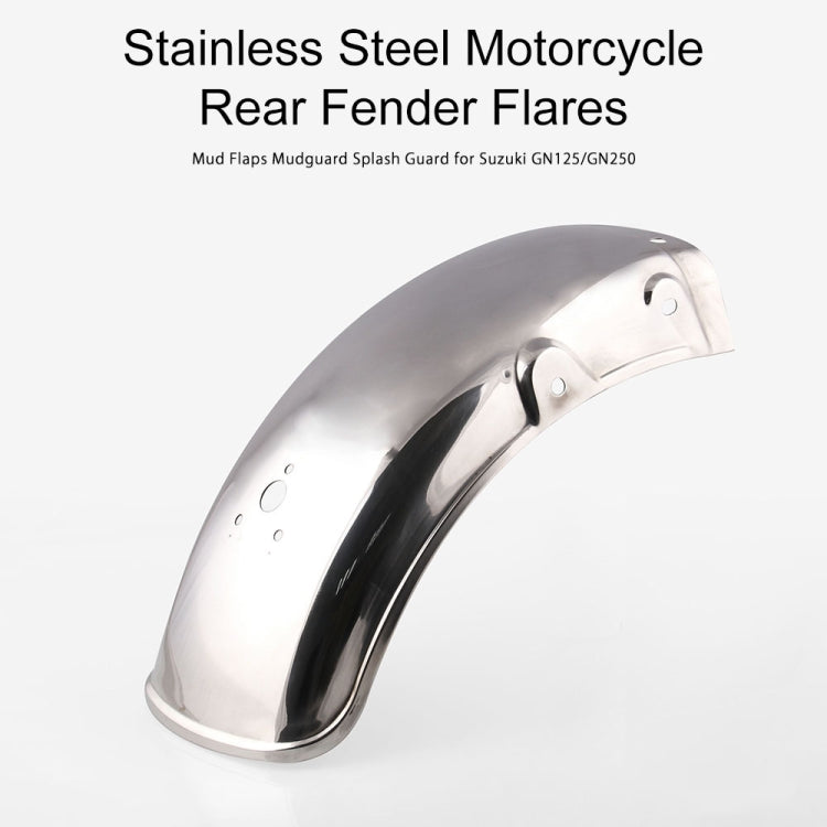 Polished stainless steel rear mudguard fender with black center stripe