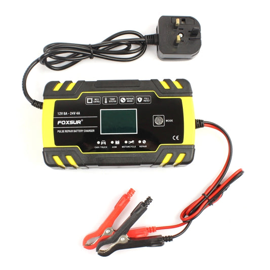 FOXSUR 12V-24V Car Motorcycle Truck Repair Battery Charger AGM Charger, EU Plug, UK Plug, US Plug, EU Plug