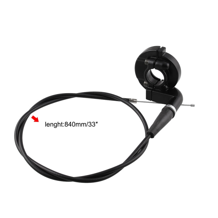 Black throttle cable and rubber grip with clamp ring and housing for 22mm bars