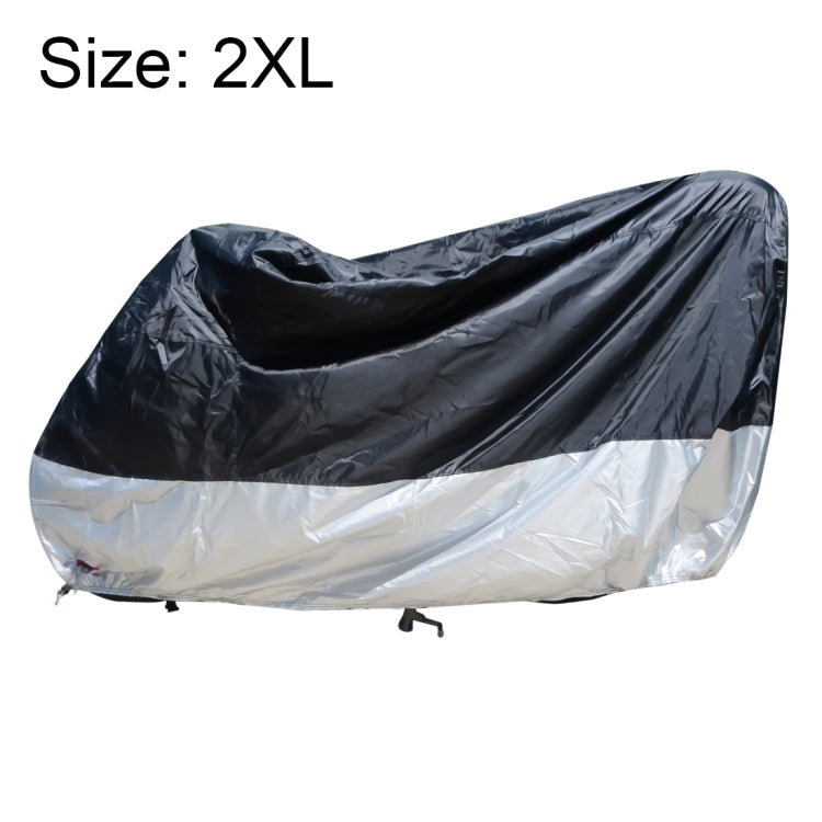 Motorcycle cover size 2XL, black top and silver protective lower panel