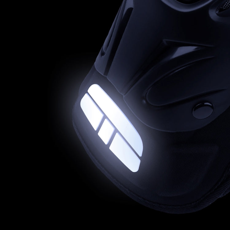 PRO-BIKER 2-in-1 knee pad reflective strip on black hard-shell