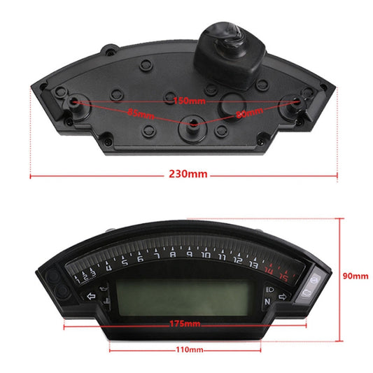 Motorcycle LCD TFT Digital Speedometer 14000RPM 6 Gear Backlight Motorcycle Odometer for 1,2,4 Cylinders Meter, MLS062