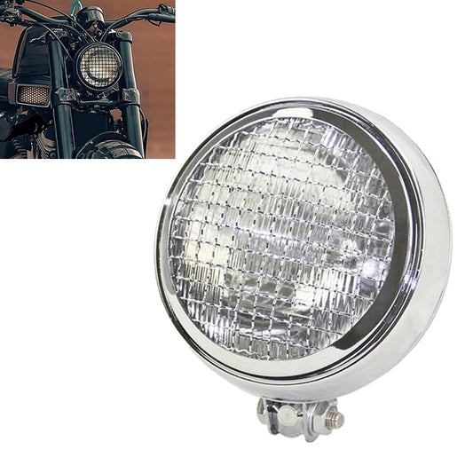 Motorcycle Silver Shell Harley Headlight Retro Lamp LED Light Modification Accessories, Silver Shell Headlight Retro Lamp