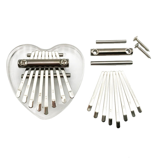 8-tone kalimba accessory set with heart frame, metal bars, and tuning screws