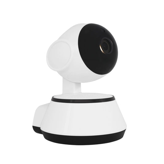 White and black wireless dome security camera with IR lens and tabletop base