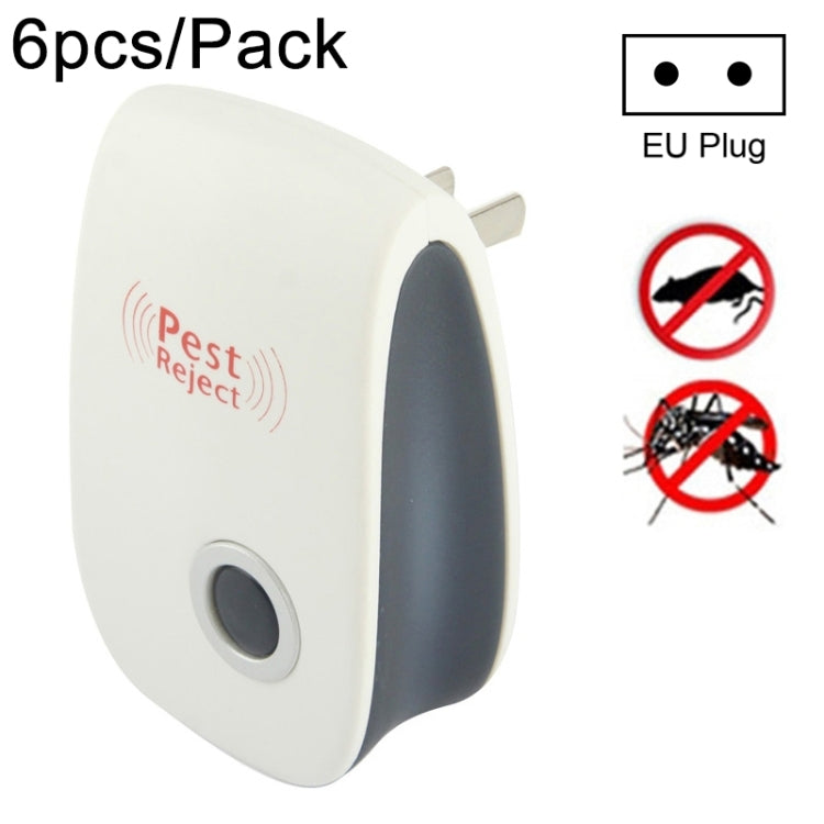 Ultrasonic pest repellent plug-in device, EU plug, white with dark side panel