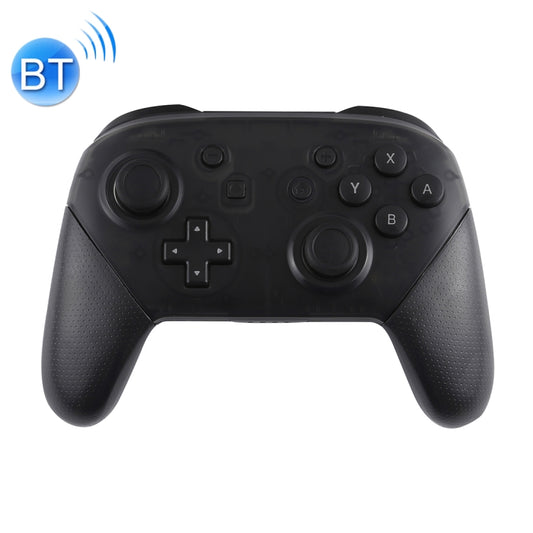 Black wireless game controller front view with ABXY buttons and dual analog sticks