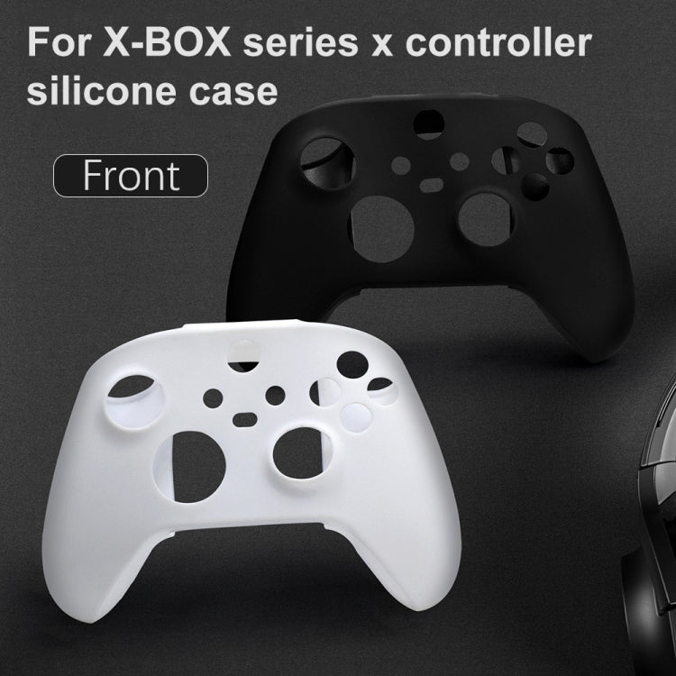 Front view of white silicone gamepad protective cover with button and stick cutouts