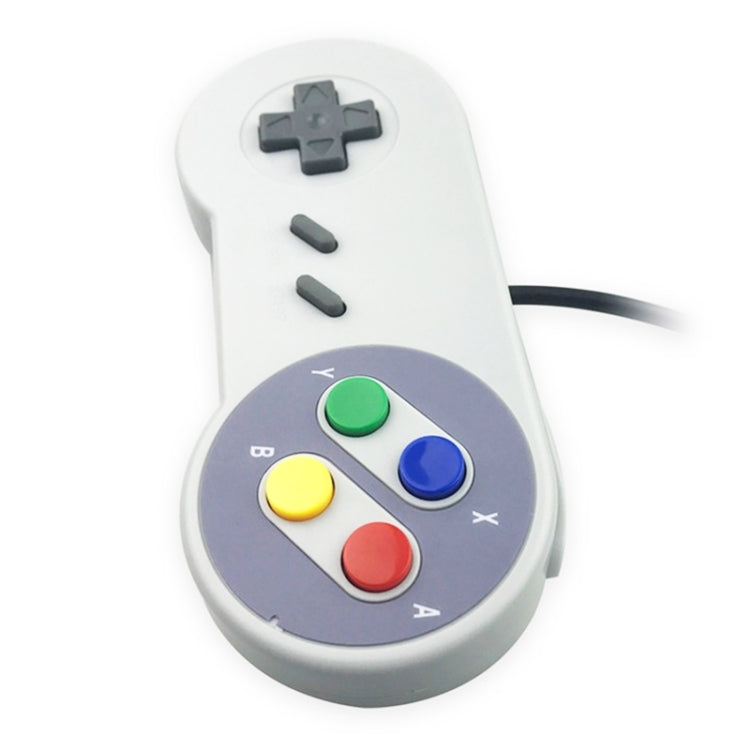 White wired game controller with multicolor A/B/X/Y buttons and cross pad
