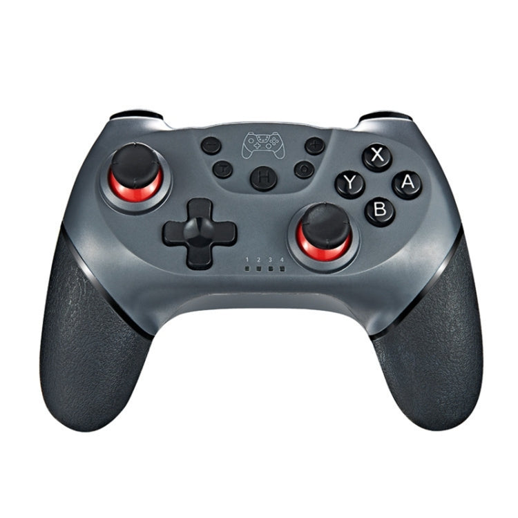 Grey Bluetooth game controller with twin thumbsticks, cross D-pad, and ABXY buttons