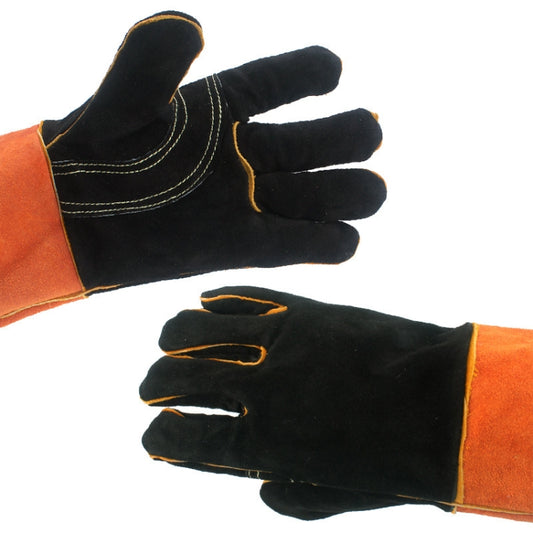 Outdoor BBQ Leather Men and Women Models High Temperature Insulation Thickening Long Welding Protective Gloves, CLS-BBQ