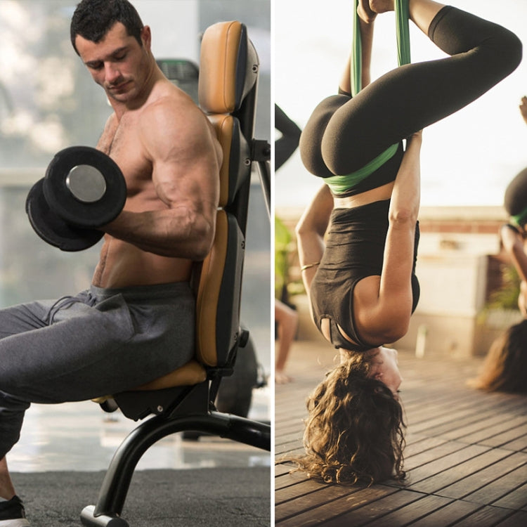 Black half-finger yoga gloves in use during exercise and handstand poses.
