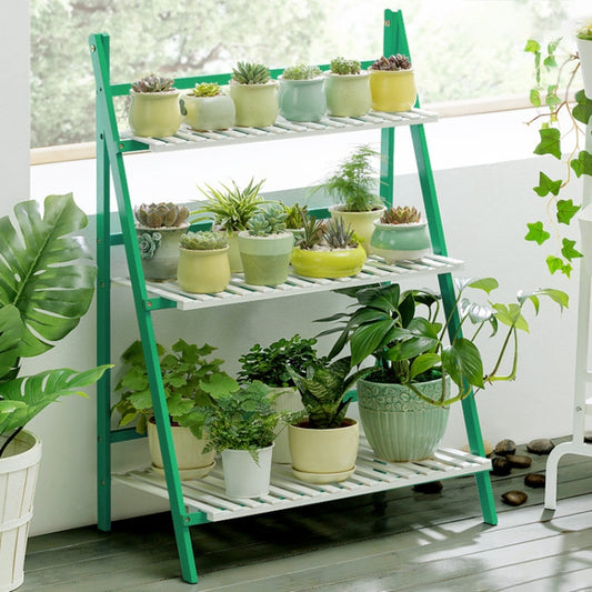 Bamboo 3-Tier Hanging Plant Stand Planter Shelves Flower Pot Storage Rack Folding Display Shelving Plants Shelf, Width: 70cm, 3-Tier Width: 70cm(Green), 3-Tier Width: 70cm(Blue), 3-Tier Width: 70cm(White), 3-Tier Width: 70cm(Apricot)