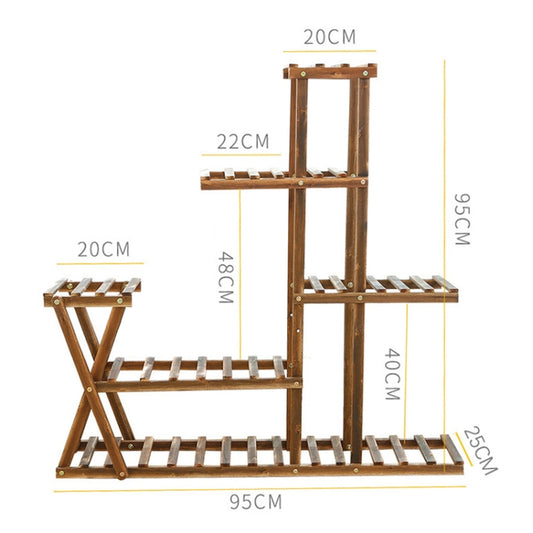 Wooden Plant Flower Display Stand Wood Pot Shelf Storage Rack, without Wheel