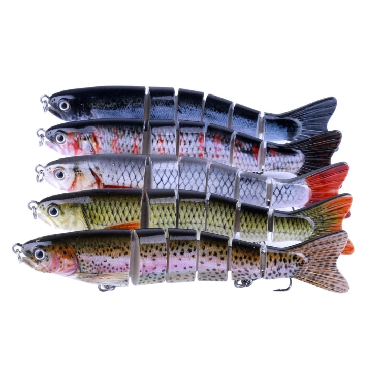 Set of three multi-section hard plastic fishing lures with treble hooks, assorted colors