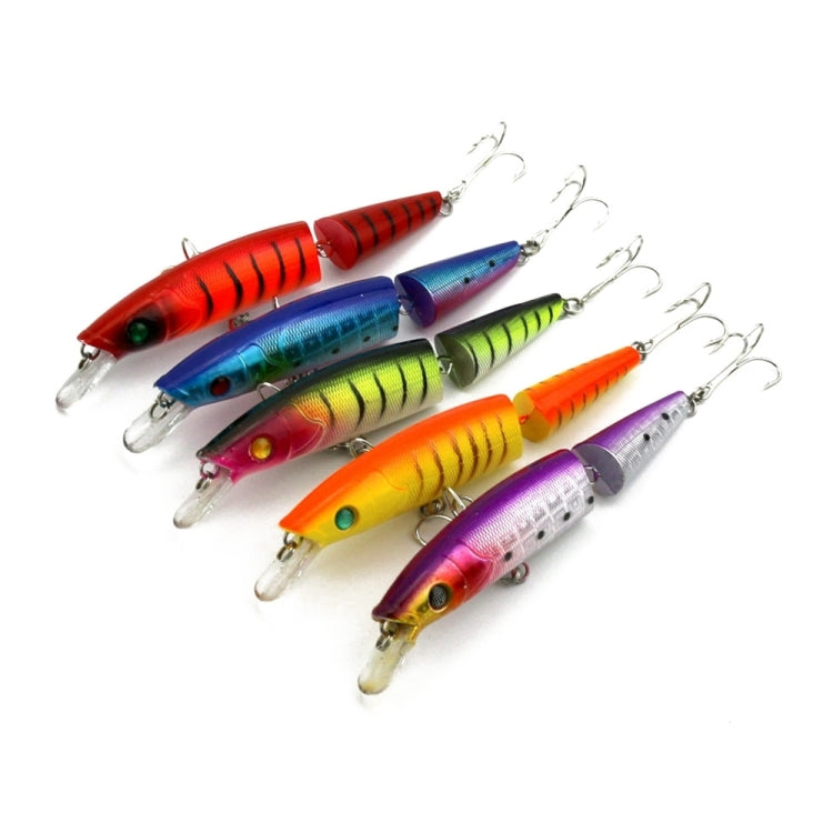 Set of multicolor plastic hard fishing lures with treble hooks.