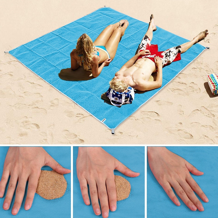 Blue foldable picnic mattress with sand-free textured surface, square 2x2 m