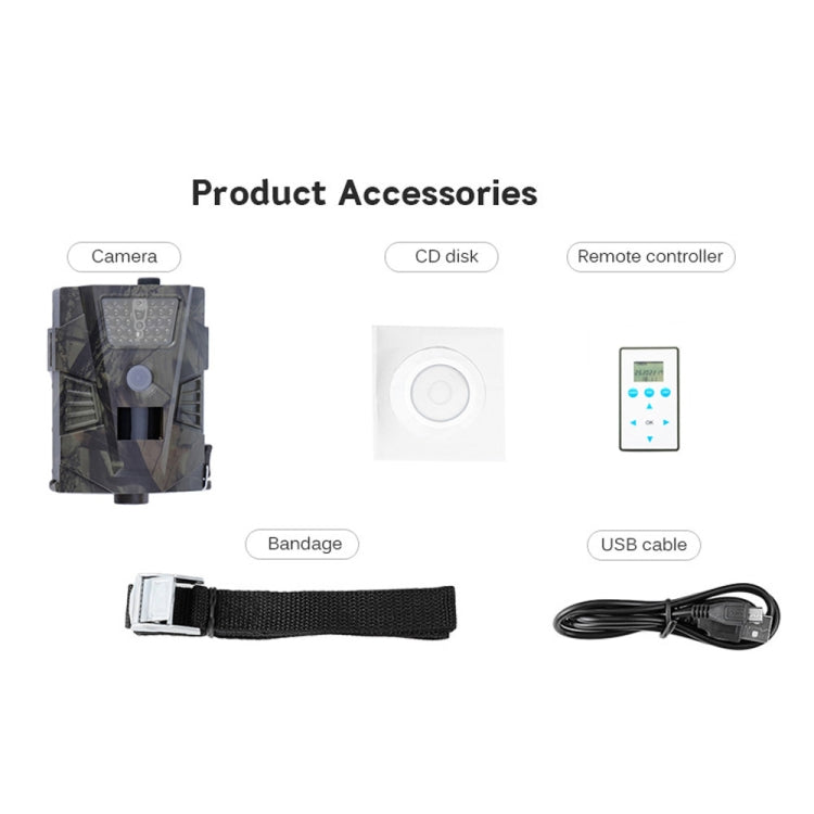 Trail camera accessories: CD disk, remote controller, USB cable, strap, bandage