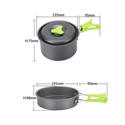 Aotu AT6385 Outdoor Camping Tableware Pots Cookwear Set for 1-2 Person, Aotu AT6385