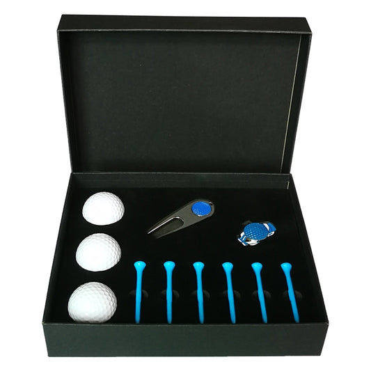 11 in 1 6 Golf Tees + Divot Tool + 3 Golf Balls Gift Box Set, 11 in 1 Blue, 11 in 1 Red