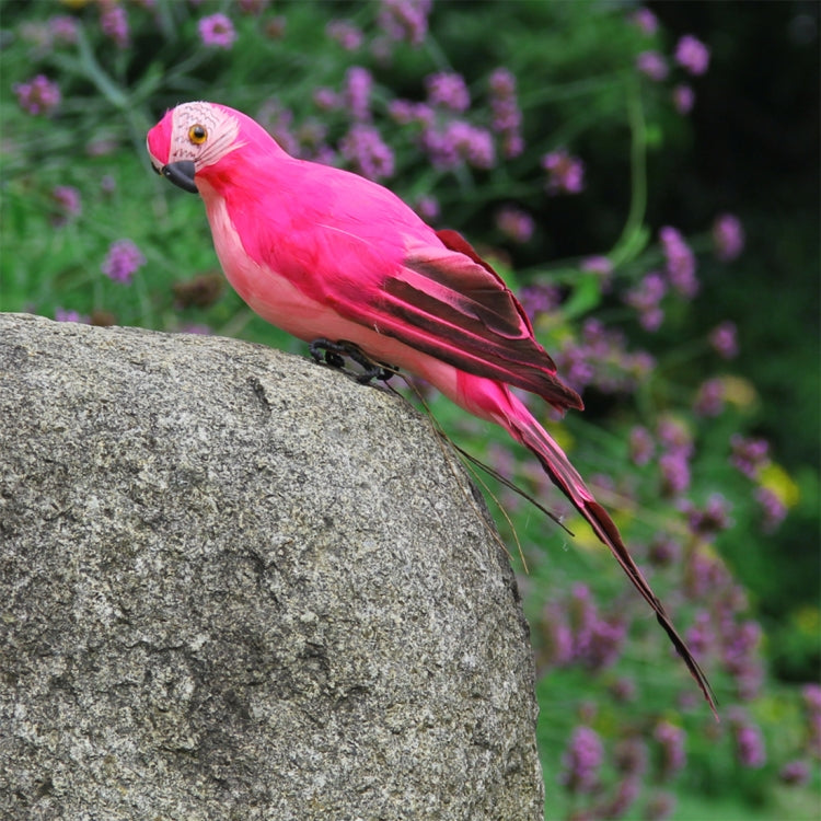 Simulated parrot bird garden decoration, pink with light face and black beak