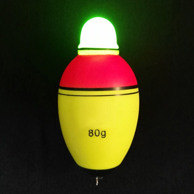 Luminous fishing float bobber, red-and-yellow body, 80g