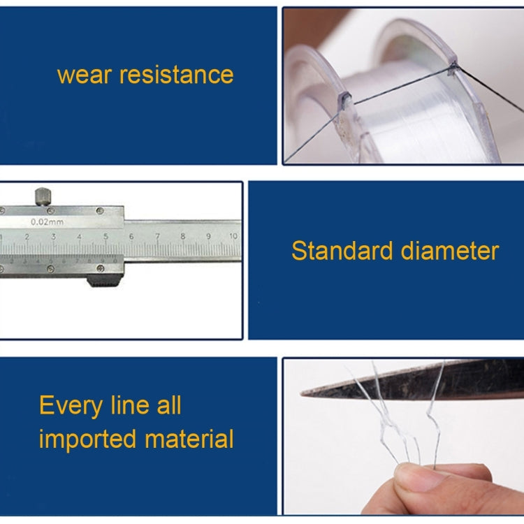 Braided fishing line infographic panel with diameter, wear, and strength diagrams