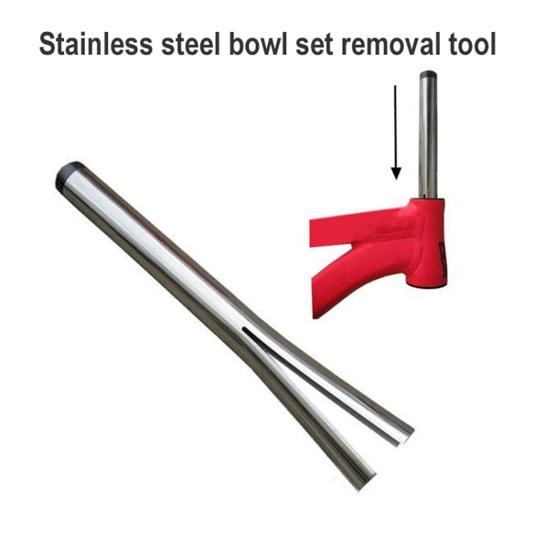 Stainless steel bearing removal tool set with red trigger handle and two rods