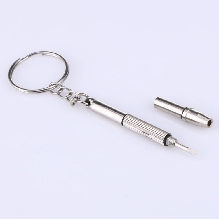 Keychain screwdriver with spare tips for sunglass screw and nut repair kit