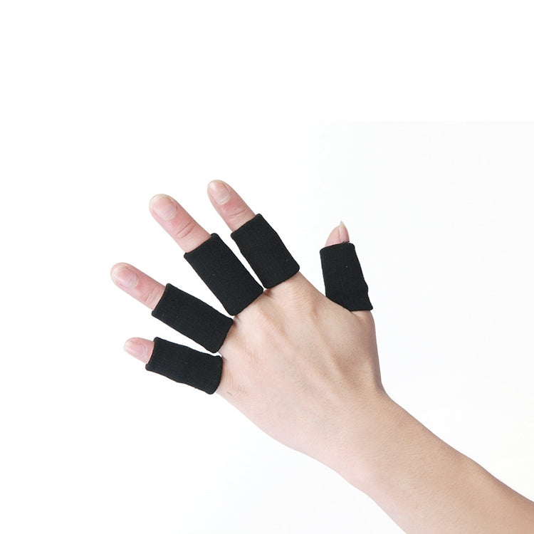 Black nylon finger sleeves set, 5 protective finger wraps on hand