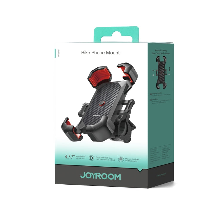 JOYROOM bike phone mount holder retail box with black and red mount illustration