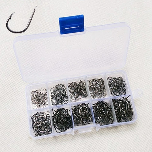 ISE 500 PCS Mixed Size Fish Barbed Hook Fishing Hooks, 3-12#