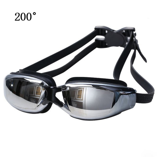 Electroplating Anti-fog Silicone Swimming Goggles for Adults, Suitable for 200 Degree Myopia, 200 Degree Myopia