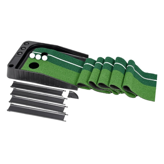 PGM Golf Putting Mat Push Rod Trainer 2.5m, with Three Soft Balls & Three Bicolor Balls & Auto Ball Return Fairway, 2.5m, with Three Soft Balls & Three Bicolor Balls & Auto Ball Return Fairway