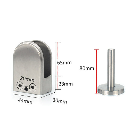 201 Stainless Steel Glass Fish Mouth Support Rod Fixing Clip with 14x80mm Rod, Specification: XL, XL, with 14x80mm Rod