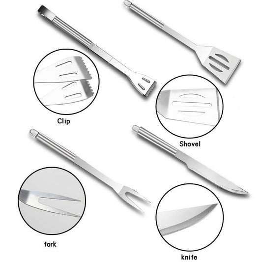 10 in 1 Outdoor Tableware Set Camping Barbecue Tableware Picnic Tool Set with Thermometer, 10 in 1, with Thermometer