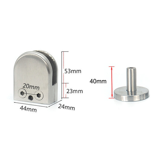 201 Stainless Steel Glass Fish Mouth Support Rod Fixing Clip with 14x40mm Rod, Specification: M, M, with 14x40mm Rod