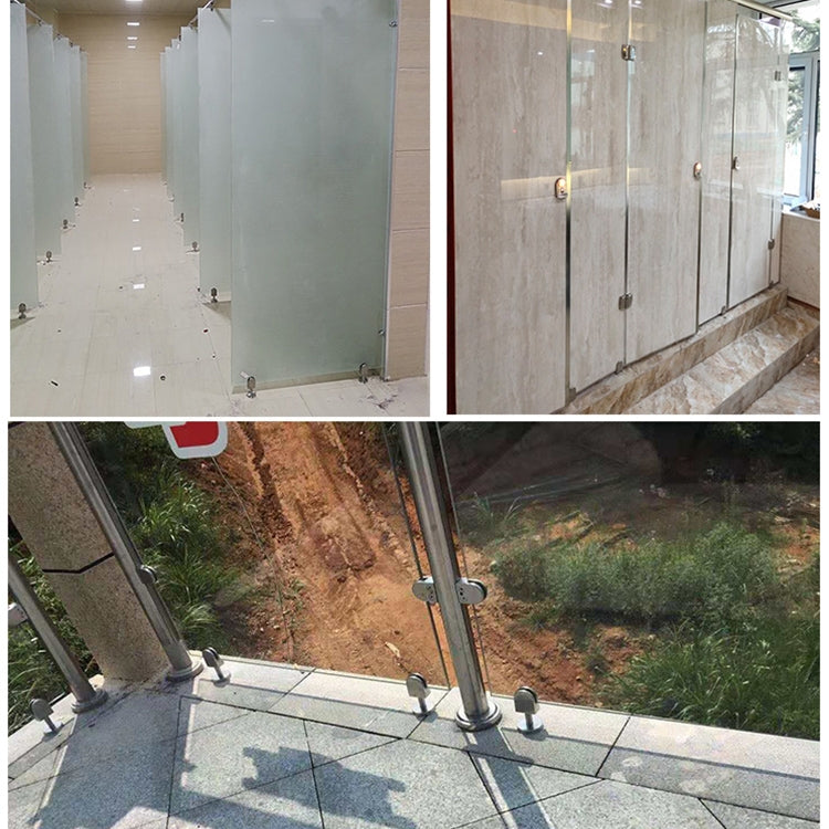 Stainless steel glass railing support posts with clamp brackets and bases