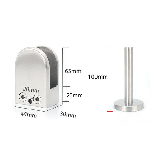 304 Stainless Steel Glass Fish Mouth Support Rod Fixing Clip with 14x100mm Rod, Specification: XL, XL, with 14x100mm Rod