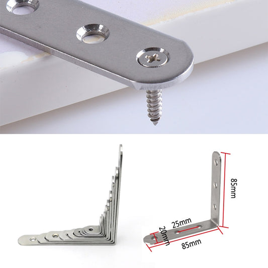 2pcs Stainless Steel 90 Degree Angle Bracket,Corner Brace Joint Bracket Fastener Furniture Cabinet Screens Wall (85mm), 85mm (2pcs)