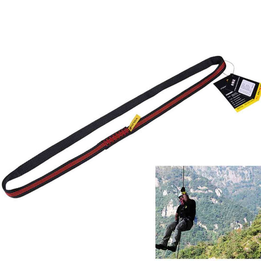 22kN climbing sling, 60cm nylon webbing with black, red, and yellow stitched label