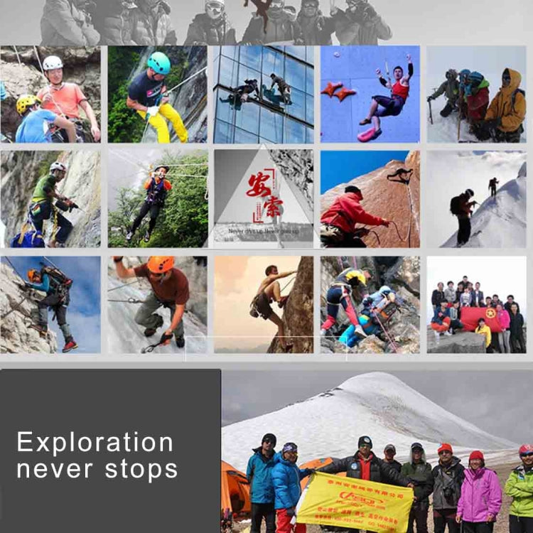 Climbing safety rope shown in an outdoor adventure promotional collage