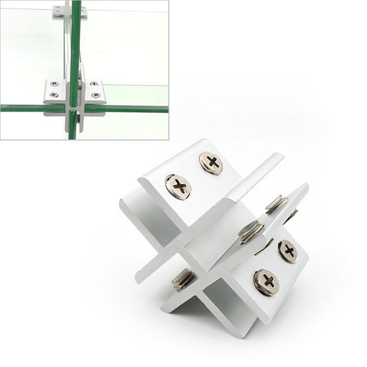 Cross-type Aluminum Alloy Glass Combination Clamp Cabinet Partition Fixing Clip, Cliped 8-10mm, Cross-type Cliped 8-10mm