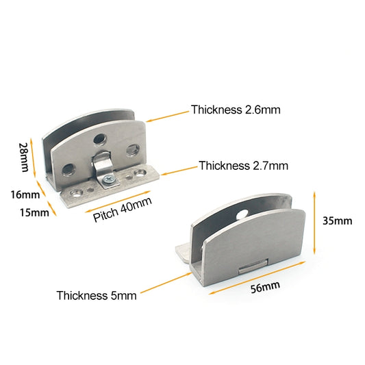 Open Hole Free Brushed Surface Glass Hinge, Size: L, 8-10mm, L