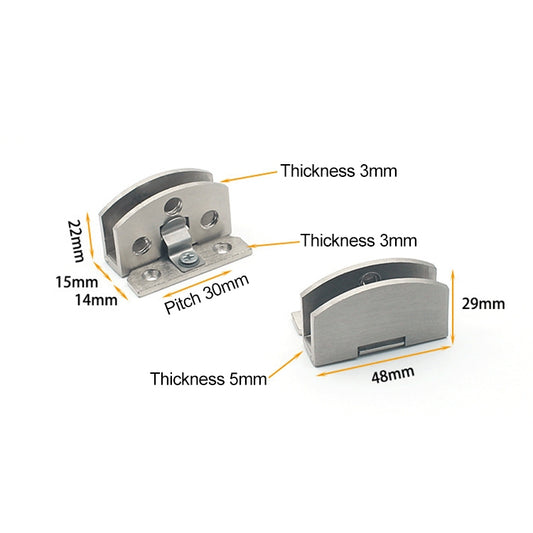 Open Hole Free Brushed Surface Glass Hinge, Size: S, 3-7mm, S