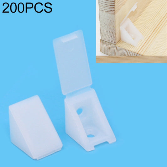 Plastic right-angle corner connector brackets with covers, light white set of pieces