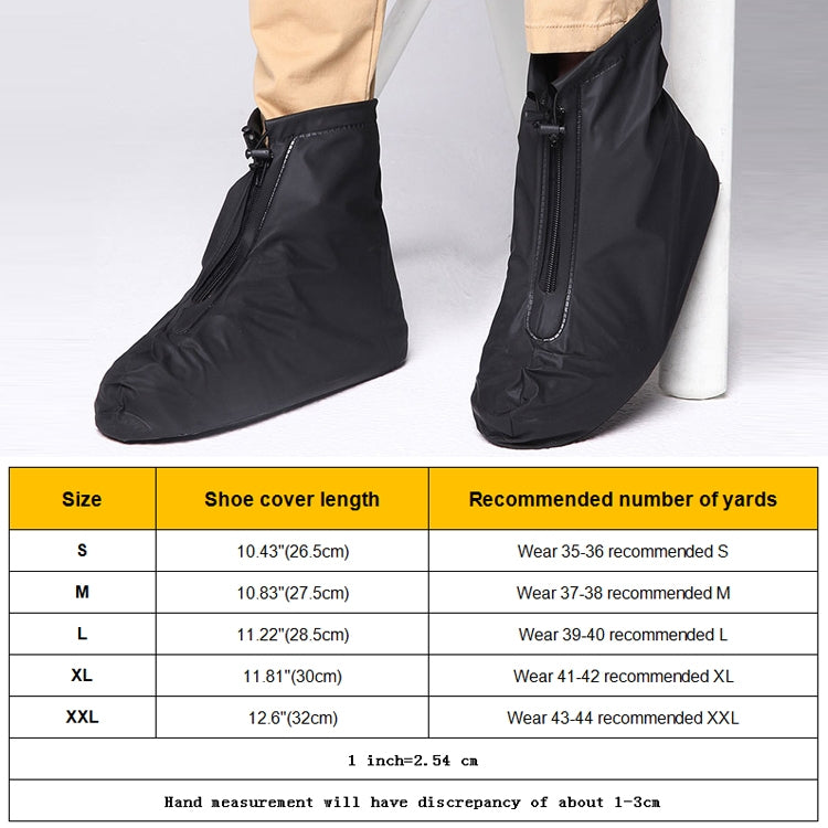 Black shoe covers size chart: cover length and yard recommendations for Size M