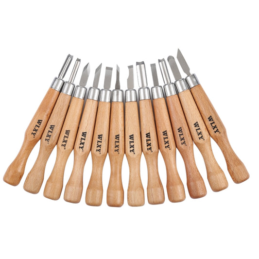 WLXY 12 PCS / Set Wood Carving Chisels Knife Basic Woodcut Working Handmade Rubber Stamps Hand Tools, WL-9330